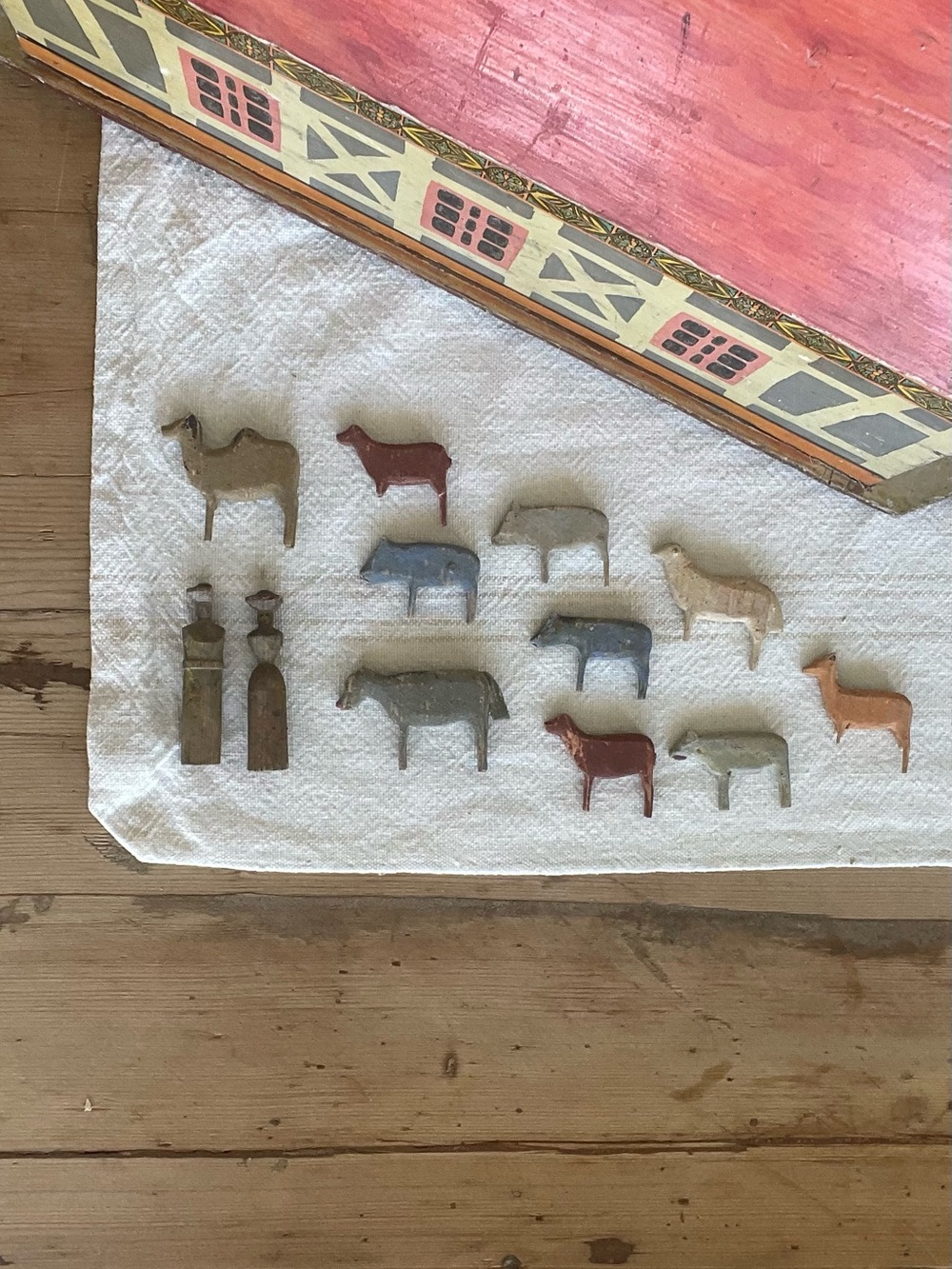 1890s Antique Erzgebirge German Wooden Folk Art Noah's Ark